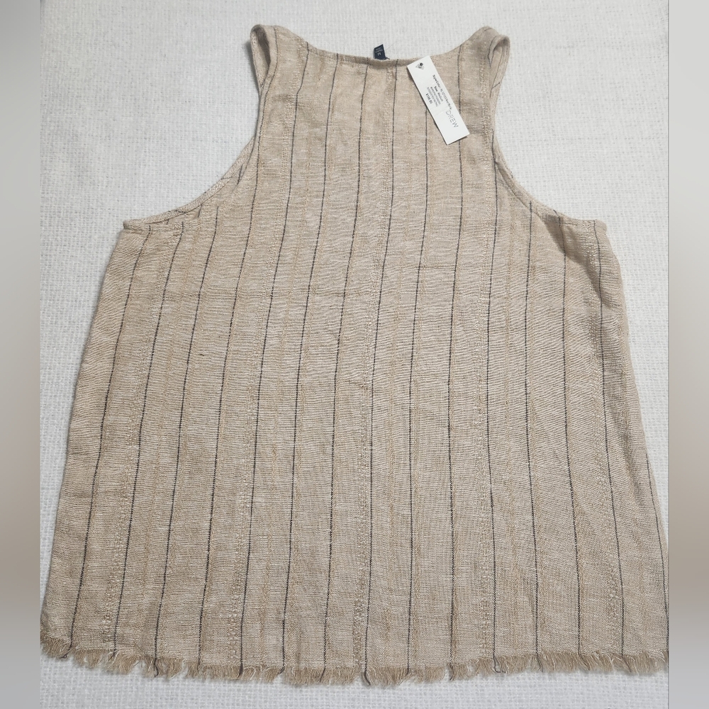 ANTHROPOLOGIE DREW TEAGAN LINEN BURLAP RAW HEM TANK TOP Size MED. - Picture 3 of 8